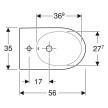Bidé ao chão Join com forma fechada T»56cm, furo de nível visível, branco, Geberit 503.106.00.1
