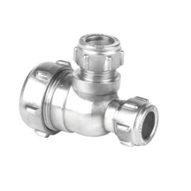 Tê 22 x 15 x 15 mm niquelado Conex compressão