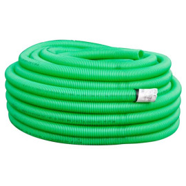 Tubo corrugado L250 DN40 verde para cabos em rolo de 50 m