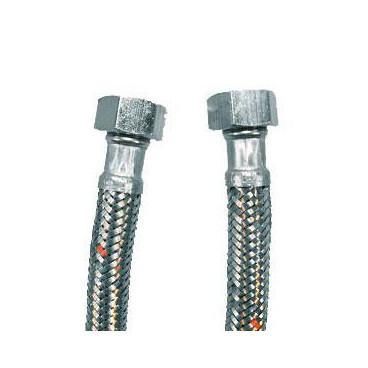 Bicha DN8 fêmea-fêmea 3/8'' x 3/8'' 10 cm malha de aço inox