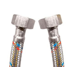 Bicha DN8 fêmea-fêmea 1/2'' x 1/2'' 70 cm malha de aço inox
