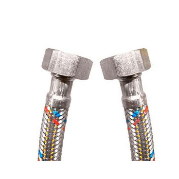 Bicha DN8 fêmea-fêmea 1/2'' x 1/2'' 70 cm malha de aço inox