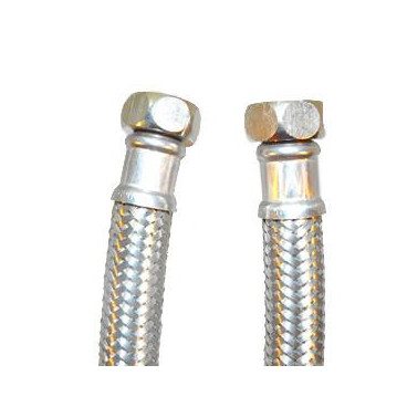 Bicha DN13 fêmea-fêmea 1/2'' 30 cm malha de aço inox