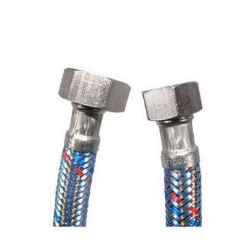 Bicha DN13 fêmea-fêmea 1/2'' x 3/4'' 20 cm malha de aço inox