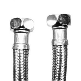Bicha DN13 fêmea-fêmea 3/4'' x 3/4'' 50 cm malha de aço inox