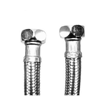 Bicha DN13 fêmea-fêmea 3/4'' x 3/4'' 50 cm malha de aço inox