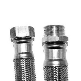 Bicha DN8 macho-fêmea 1/2'' x 3/8'' 15 cm malha de aço inox