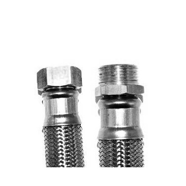 Bicha DN8 macho-fêmea 1/2'' x 3/8'' 15 cm malha de aço inox