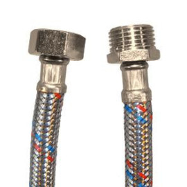 Bicha DN8 macho-fêmea 1/2'' x 1/2'' 100 cm malha de aço inox