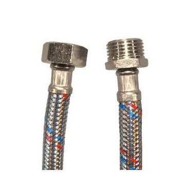 Bicha DN8 macho-fêmea 1/2'' x 1/2'' 100 cm malha de aço inox