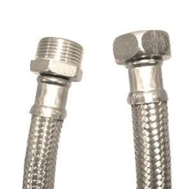 Bicha DN13 macho-fêmea 3/4'' x 3/4'' 20 cm malha de aço inox
