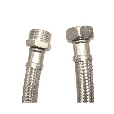 Bicha DN13 macho-fêmea 3/4'' x 3/4'' 20 cm malha de aço inox