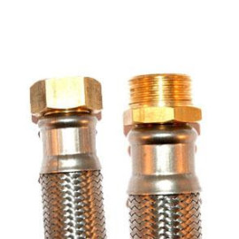 Bicha DN25 macho-fêmea 1'' x 1'' 120 cm malha de aço inox