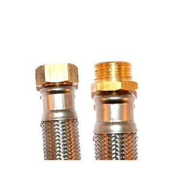 Bicha DN25 macho-fêmea 1'' x 1'' 120 cm malha de aço inox