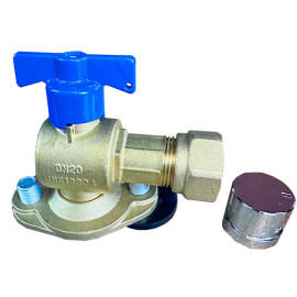 Válvula de entrada orientável DN20 3/4'' + tampão para bateria de contador