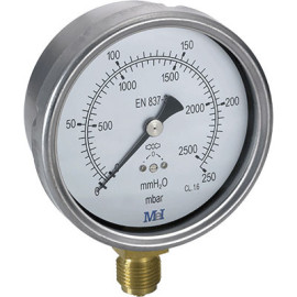 Manómetro radial D63 mm 0-250mbar 1/4''