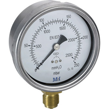 Manómetro radial D63 mm 0-250mbar 1/4''