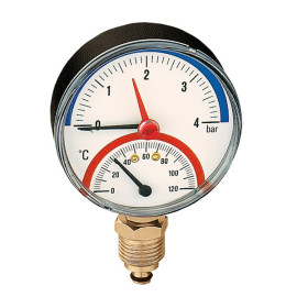 Termomanómetro radial, D80 mm, 0-120°C, 0-4 bar, 1/2'' 503140 Caleffi