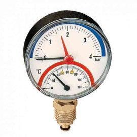 Termomanómetro radial, D80 mm, 0-120°C, 0-6 bar, 1/2'' 503160 Caleffi