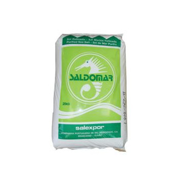 Sal para piscinas e uso alimentar, refinado Saldomar 25Kg